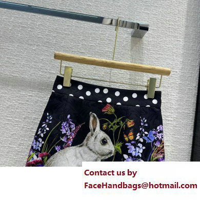 Dolce  &  Gabbana black bunny printed skirt 2023